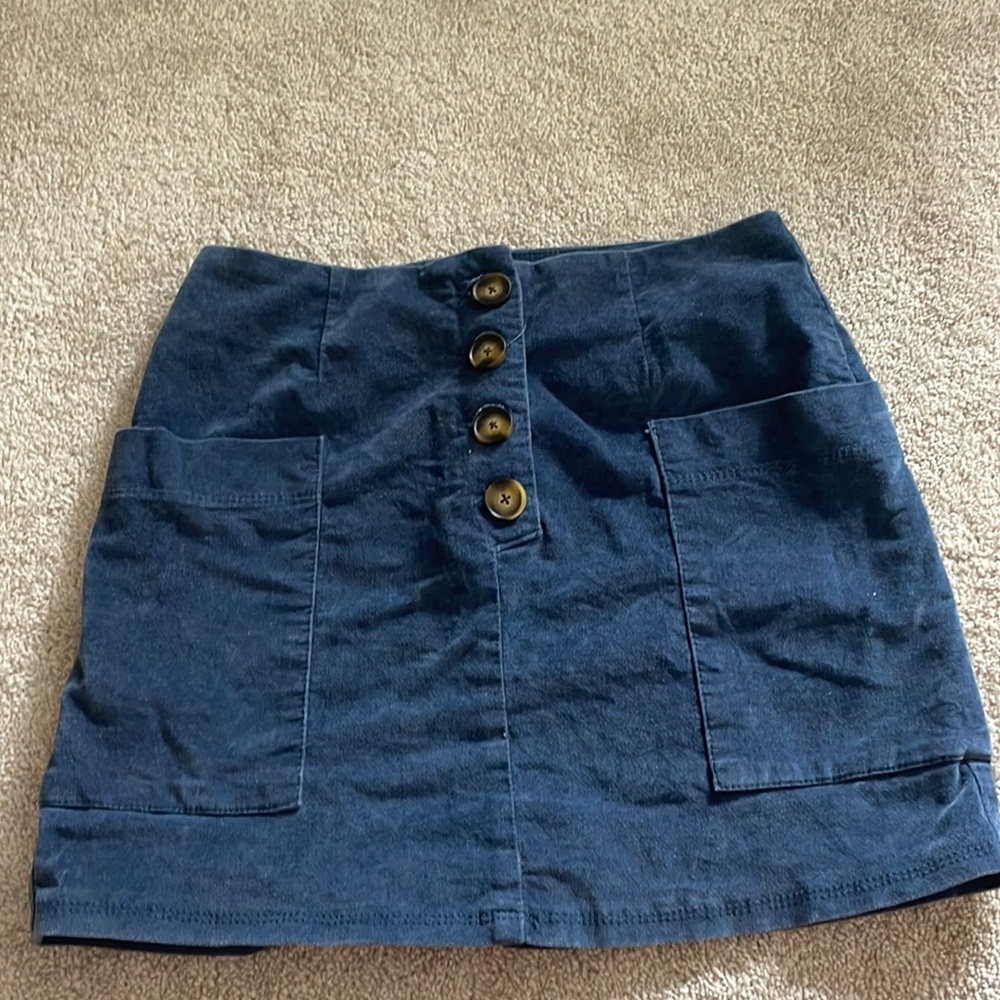 Urban outfitters mini skirt, button up, navy, size small